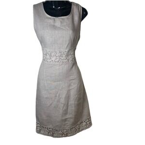 Femme Fatale Dress Womens Small Gray Linen Romantic Timeless Minimalist Designer